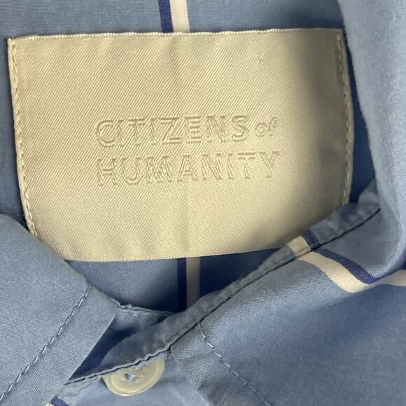 Citizens of Humanity Kayla Shirt XS Blue Canyon Stripe Button Up Poplin Cotton - Picture 9 of 16